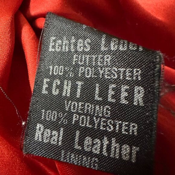 Leather Jacket size 6-8 EU 38 Red Cropped Motorcycle Retro Rock VTG 1980's Coat - Picture 5 of 5